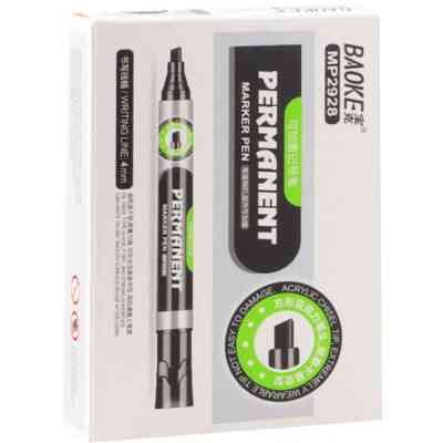 Маркер Baoke водостійкий 1-4 мм клин. накінечник чорний 12 шт (MARK-PER-BAO2928B-12) Вінниця