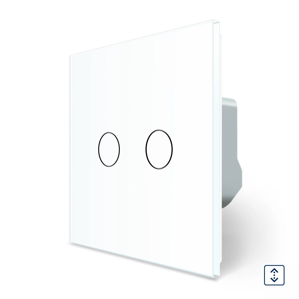 LIVOLO Сенсорний вимикач 2 сенсора для ролет штор воріт жалюзі Livolo білий скло (VL-C702W-11) Коломия - фото 1