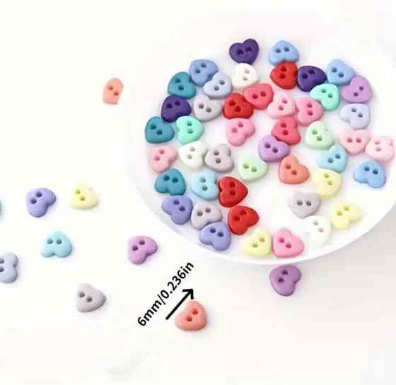 Гудзики сердечка мікс 100 шт для рукоділля та декору Київ