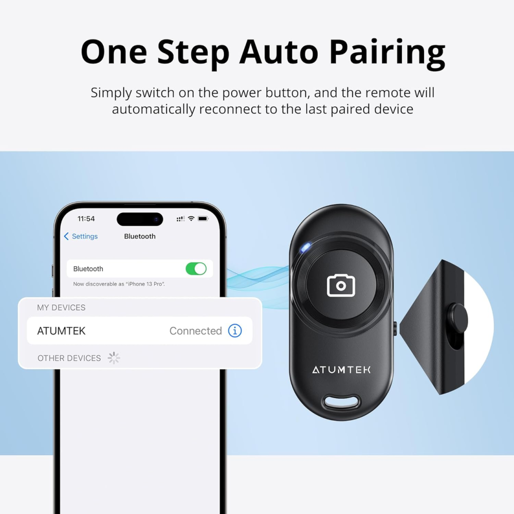 Bluetooth-пульт для селфі ATUMTEK (Набір 2 шт.) Бездротова кнопка затвора камери для iPhone та Android Чорний Київ - фото 7