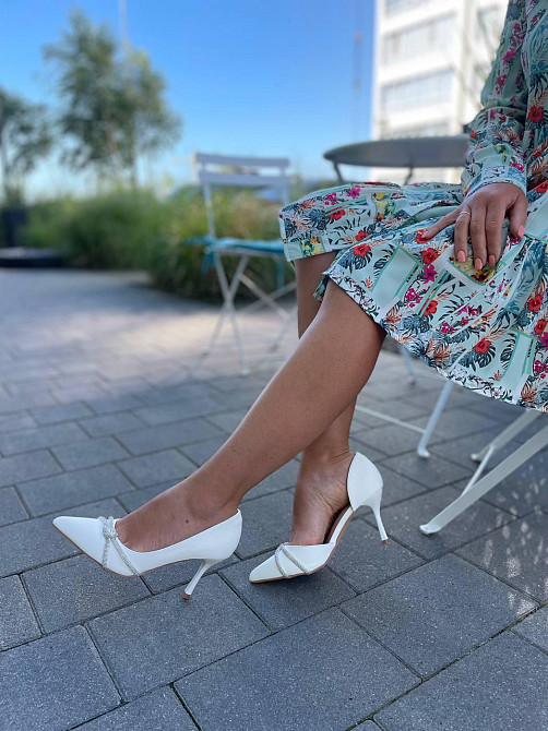 Comer Ошатні жіночі туфлі зі штучної шкіри білі AX-116 на тонких підборах 8 см. р. 37-39 (5461) Коломыя - изображение 3