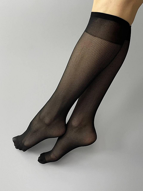 Гольфы женские Viva Fishnet 20 den 2 пары, беж, черные Черновцы - изображение 1