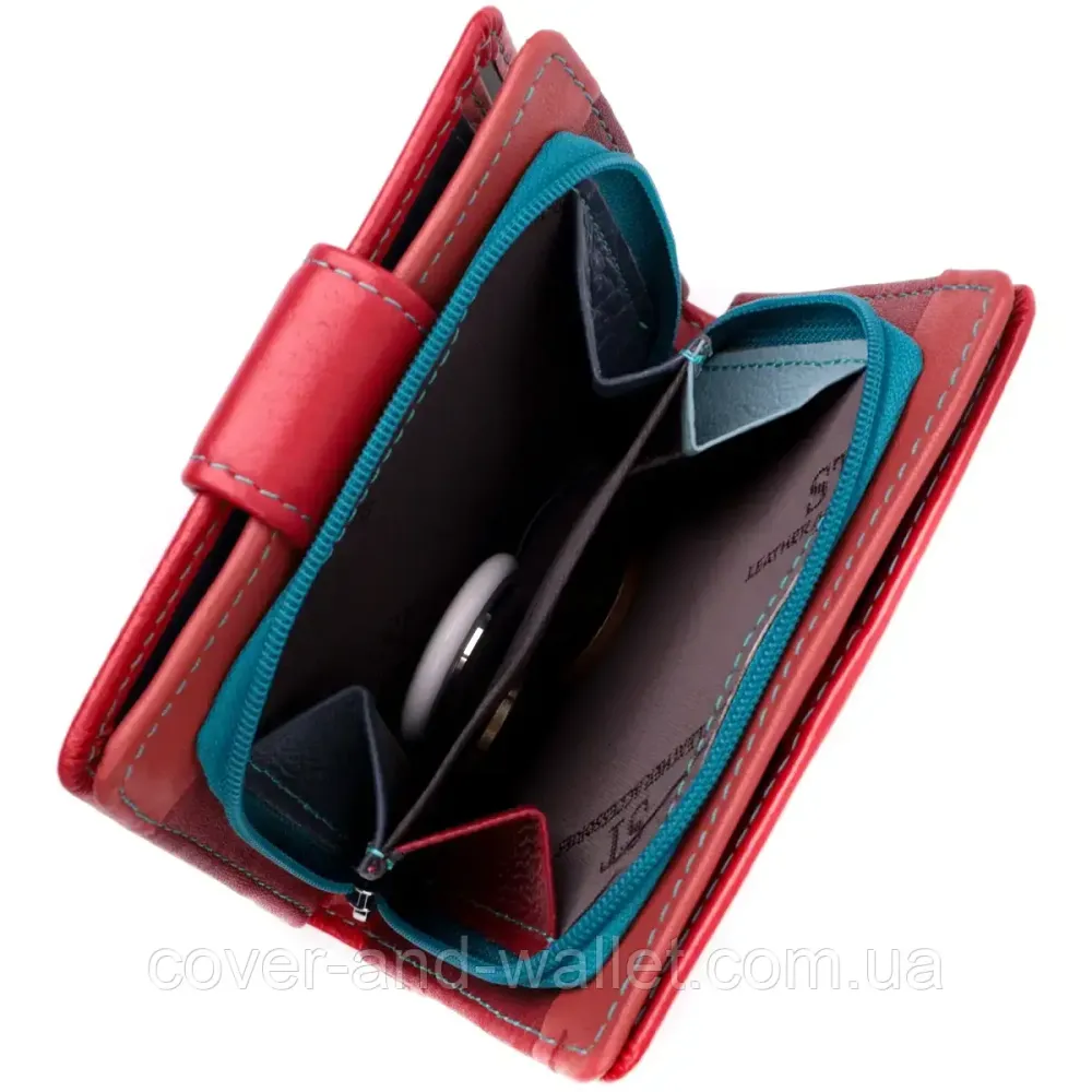 Маленький женский кошелек из натуральной кожи красного цвета с хлястиком на магните ST Leather 259 Киев - изображение 10