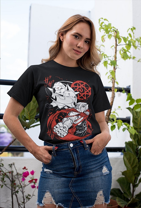 Футболка для хлопчика з аніме принтом Сталевий алхімік оверсайз (зріст від 165 до 180) Чорний AnimeJ0235m Дніпро - фото 3