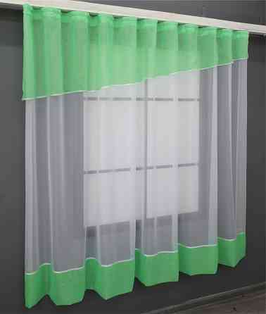 Кухонная занавеска VR-Textil № 047к белый с мятным 280х170 см (52-0865) Киев