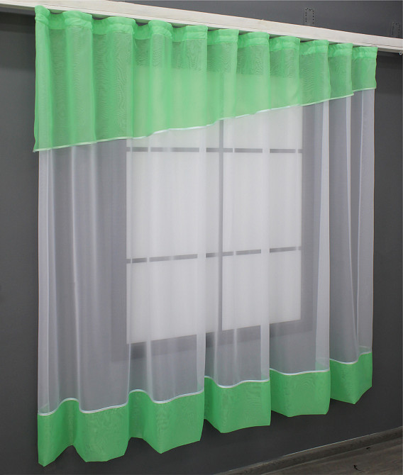 Кухонная занавеска VR-Textil № 047к белый с мятным 280х170 см (52-0865) Киев - изображение 2