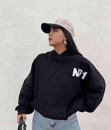 Женский базовый теплый оверсайз худи с накатом трехнитка на флисе Одесса