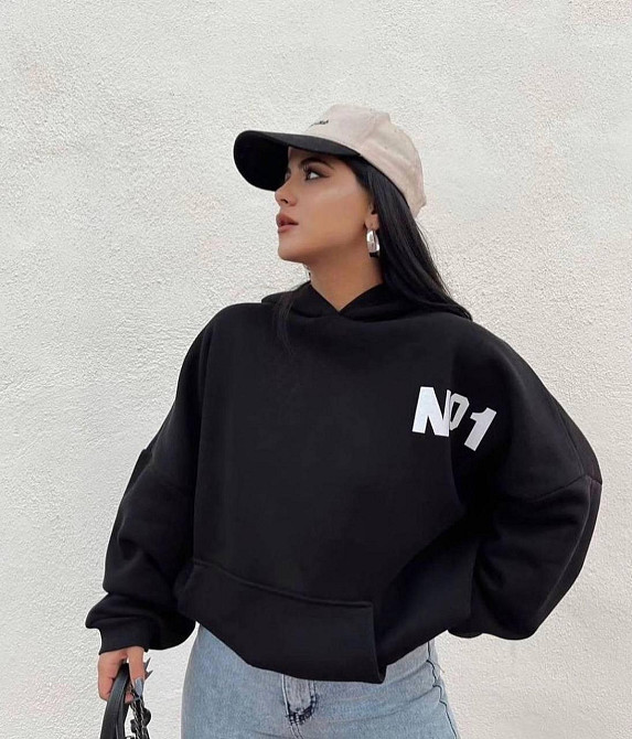 Женский базовый теплый оверсайз худи с накатом трехнитка на флисе Одесса - изображение 1