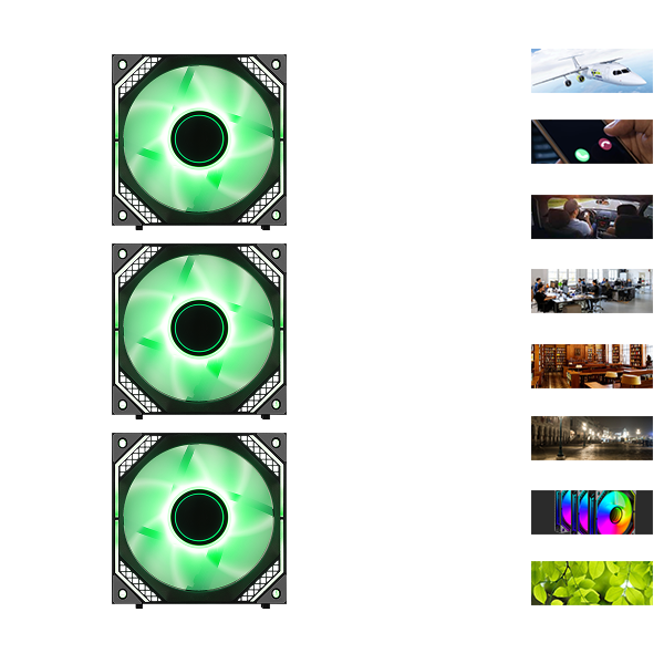 Корпусні вентилятори 2E GAMING Air Cool Magic Mirror ACF120MB-ARGB, 3x120мм, 2000rpm, 4pin PWM +5VARGB, 20.5dBa, чорний Киев - изображение 8