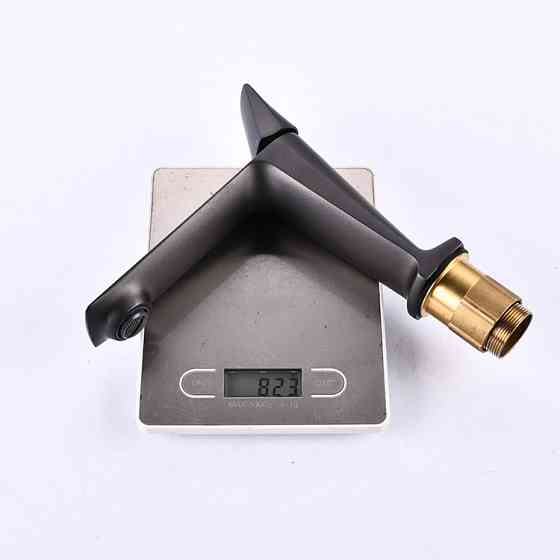 Смеситель для умывальника, однорычажный кран для раковины горизонтальный монтаж WanFan Черный, Латунь Каменец-Подольский