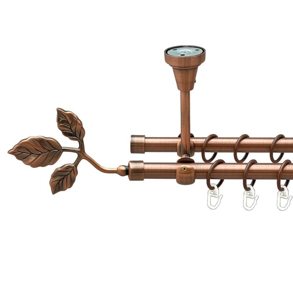 Карниз Orvit Тоскана металевий дворядний відкритий до стелі гладка труба кільце металеве Мідь 16\16 мм 160 см (00-00020233) Львів - фото 1