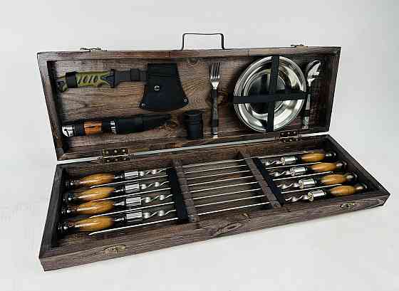 Подарунковий набір шампурів у дерев'яному кейсі М'ЯСНИК HAPPY DAYS Тернопіль