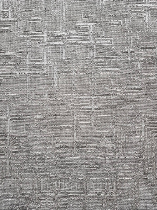 Шпалери вінілові на флізеліні Zambaiti ABITAT Італія 0.53х10 геометрія світло-сіра металік срібло Київ - фото 2