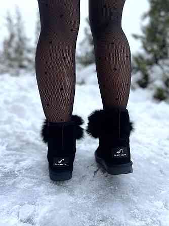 Угги жіночі OUQIDAGENI чорні замша натуральна висота 16 см (A1801-1) Коломия