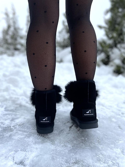 Угги жіночі OUQIDAGENI чорні замша натуральна висота 16 см (A1801-1) Коломия - фото 5