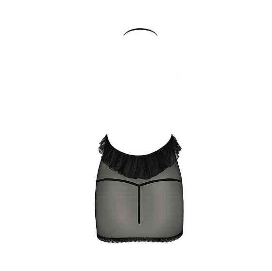 Сорочка прозора приталена Passion ERZA CHEMISE L/XL, black, трусики Sex Aura Київ