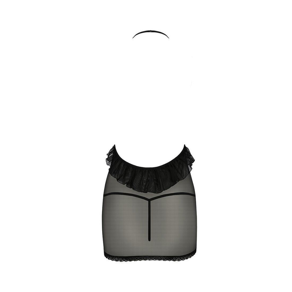 Сорочка прозора приталена Passion ERZA CHEMISE L/XL, black, трусики Sex Aura Київ - фото 4