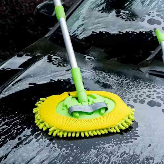 Швабра автомобільна для мийки з висувною телескопічною ручкою, знімна щітка розмір 30х118 см, зелена Кам'янець-Подільський