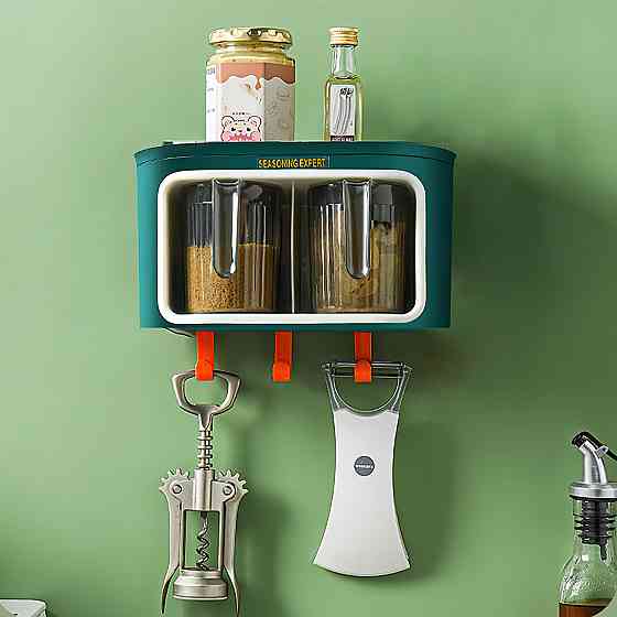 Настінний органайзер з двома чашами, банки для зберігання, модні банки для кухні, зелений колір Кам'янець-Подільський