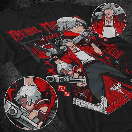 Футболка для хлопчика з аніме принтом Девіл Май Крй Данте оверсайз (зріст від 165 до 180) Чорний AnimeJ1059m Дніпро