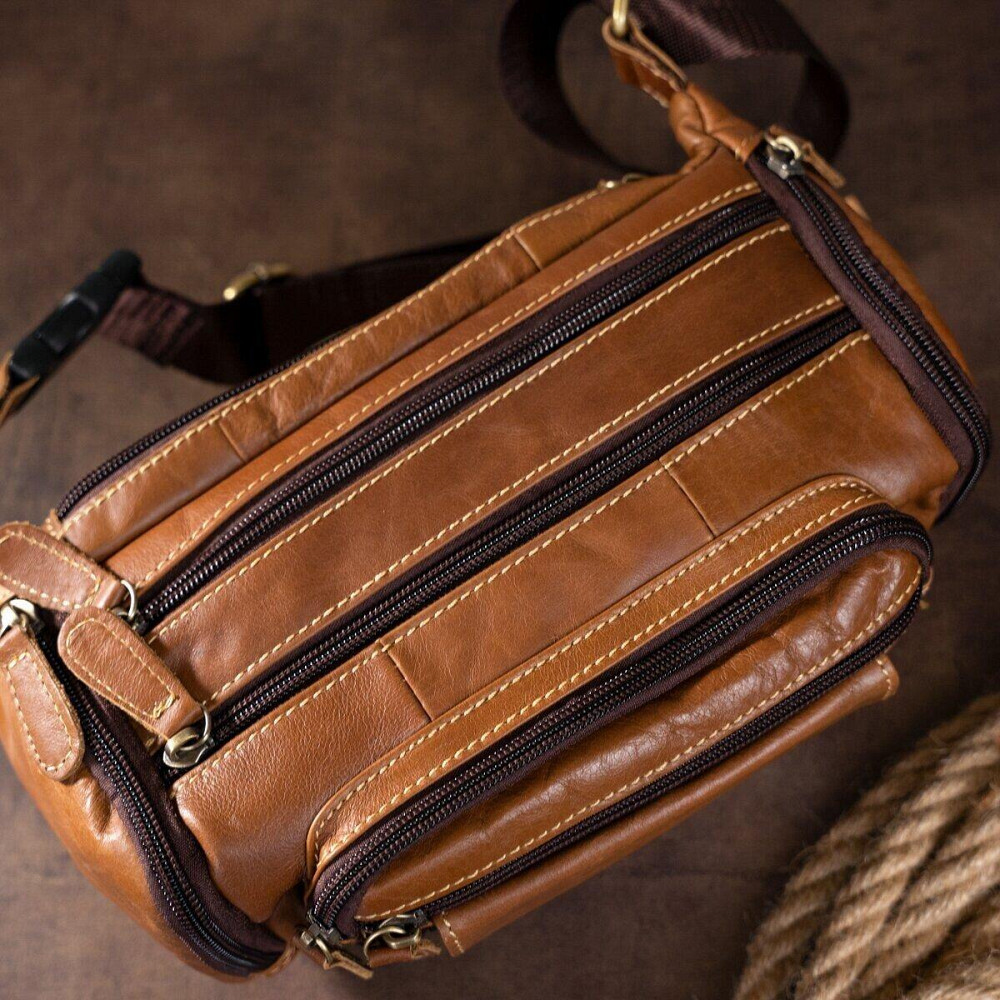 Сумка на пояс объемная Vintage 14695 Коричневая Киев - изображение 4