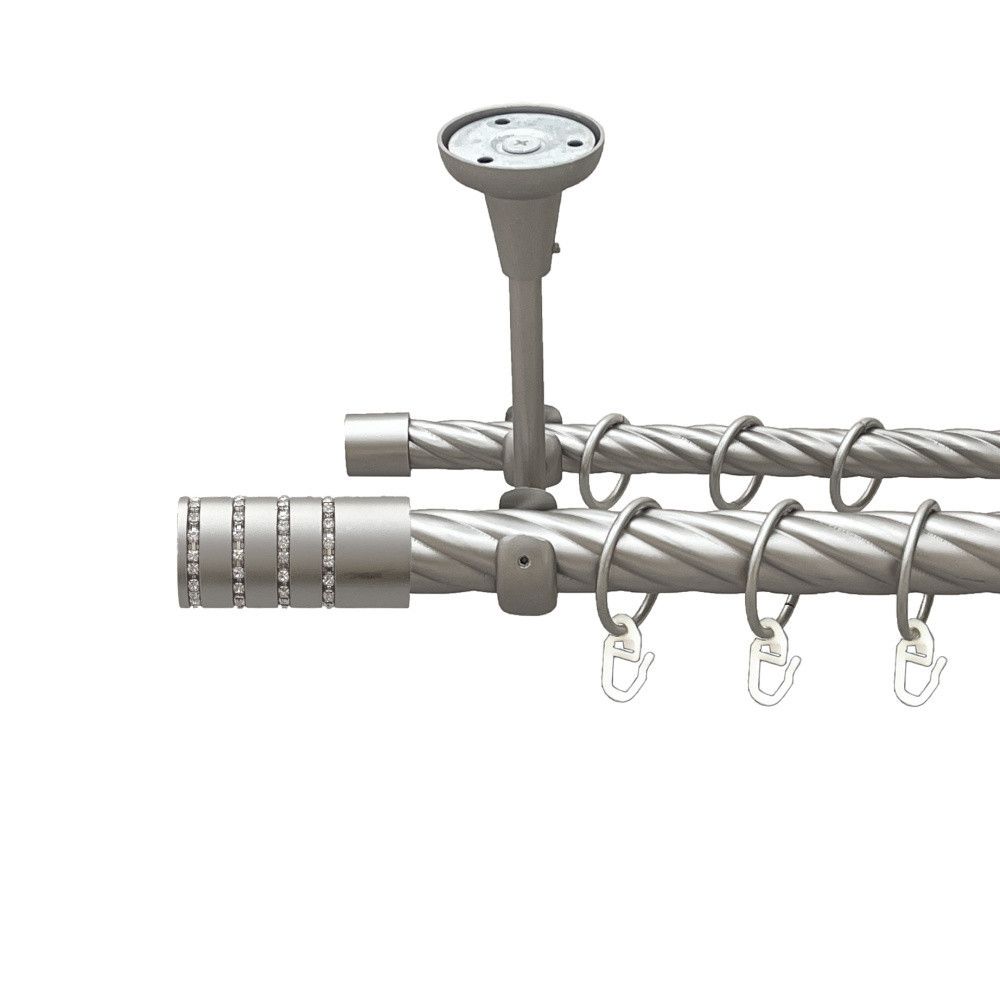 Карниз Orvit Барамелла металевий дворядний відкритий до стелі скручена труба кільце металеве Сатин 25\16 мм 200 см (00-00024067) Львів - фото 1