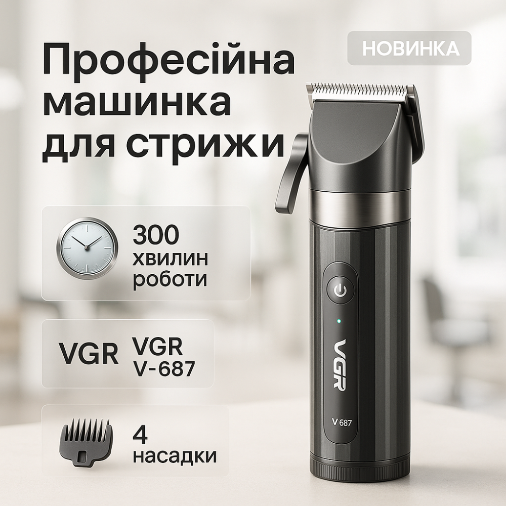 Тример для скронь VGR V-687, Професійна машинка для стрижки голови Профі машинка стрижки волосся SI-95 Львів - фото 17