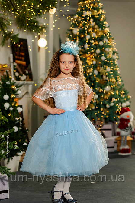 Детское нарядное голубое платье ажурное 110-122 Селеста Кривой Рог - изображение 3