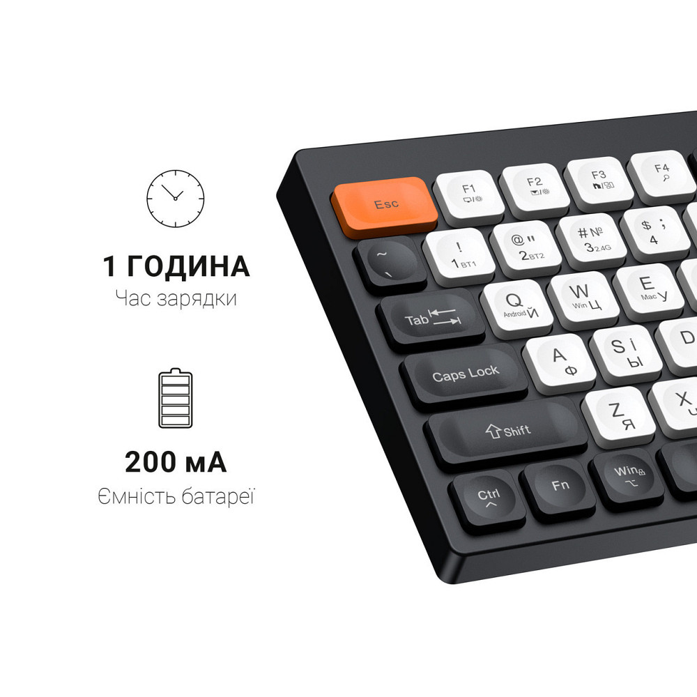 Клавіатура бездротова OfficePro SK985BO Bluetooth Black/White ( 11714 ) Харків - фото 10