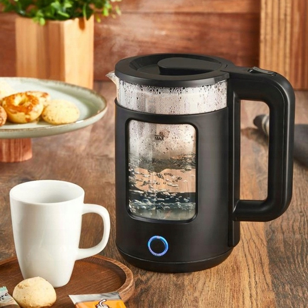 Електричний чайник 2л, 2200Вт + база, СВ 9212, Чорний / Електрочайник прозорий / Дисковий електрочайник Київ - фото 2