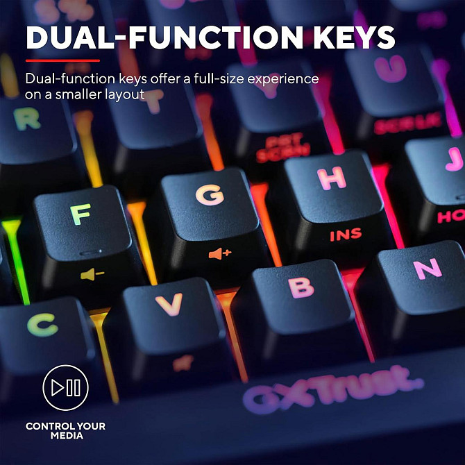 Механическая игровая клавиатура Trust GXT 867 Acira 60% с RGB подсветкой, компактная, UK раскладка,  Киев - изображение 4
