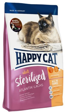 Happy Cat Sterilised Atlantik Lachs сухий корм для стерилізованих кішок та кастрованих котів з лососем, 4 кг Вінниця