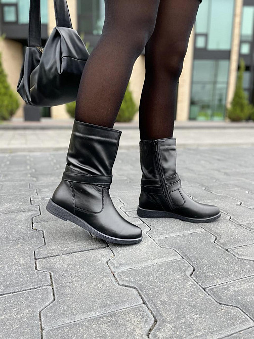 Напівчоботи жіночі ЭММА 01 чорні натуральна шкіра висота 21 см обхват 29-32 см розміри 36-40 (2 Коломыя - изображение 10