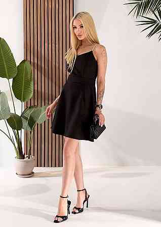 Женское коктейльное мини платье из плотной костюмки Черный, 42 Одесса