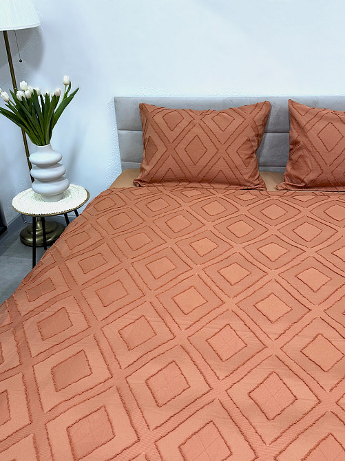 Ecotton Комплект постільної білизни Ecotton Jaquard Сімейний 150х215 см помаранчевий Orange Коломия - фото 2
