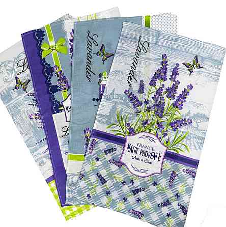 Кухонний рушник рогожка з петелькою та принтом magic provence 35х61см 180г/м2 (Лавандовий) Суми