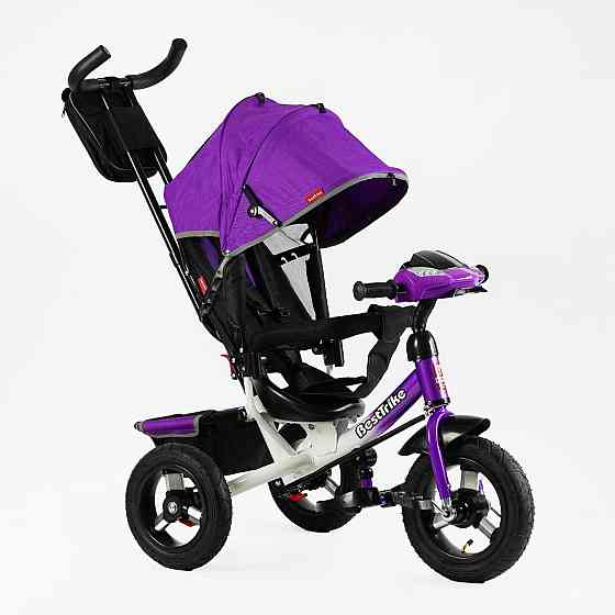 Велосипед триколісний Best Trike з батьківською ручкою надувні колеса Фіолетовий (30-126) Чернігів