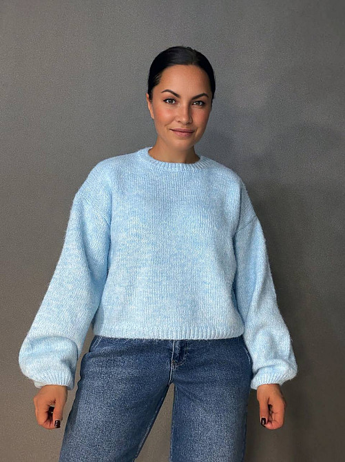 Свитер женский Fancy Matinee 6119 оверсайз меланж, голубой, one size Киев - изображение 1