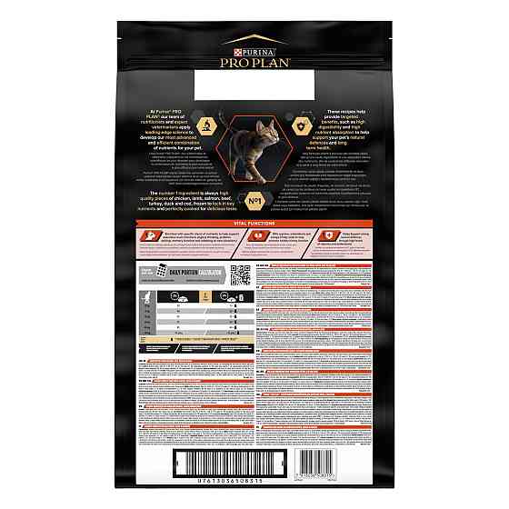 Сухий корм PRO PLAN Adult 1+ Vital Functions для дорослих котів, з лососем, 10 кг Київ