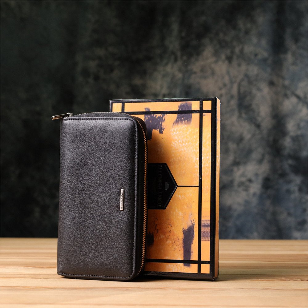 Жіночий гаманець на одне відділення із зернистої натуральної шкіри Tony Perotti 20863_1 (3622 nero) Чорний Київ - фото 1