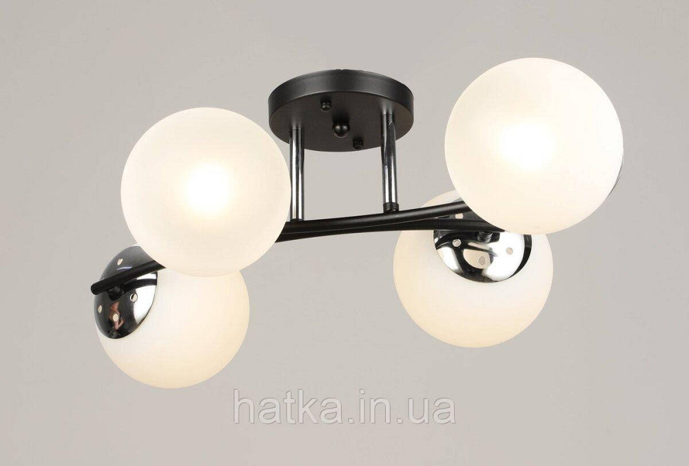 Люстра стельова на 4 плафони VALESO K2318/4 чорний+хром E27 Київ - фото 1