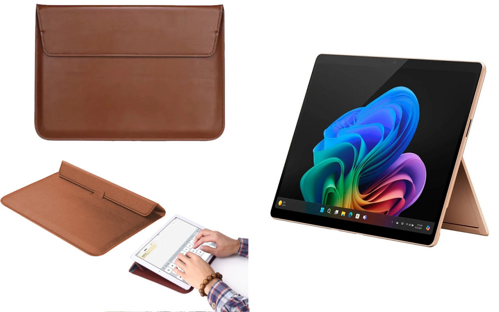 Чохол-конверт VitoCase для Microsoft Surface Pro 10, Pro 11, Pro 11 X Elite, з функцією підставки для планшета Коричневий Київ - фото 1