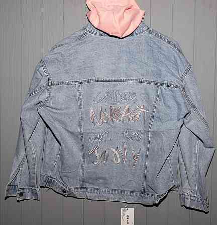 Джинсовая куртка женская оверсайз с капюшоном р 42-46 Харьков