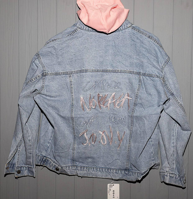 Джинсовая куртка женская оверсайз с капюшоном р 42-46 Харьков - изображение 5