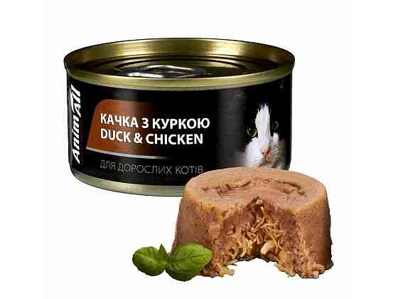 Корм для котів Консерва 80г Вологий з качкою та куркою ТМ ANIMALL Київ