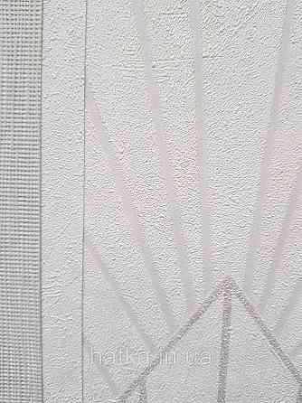 Шпалери вінілові на флізеліні Sintra Simmetria геометрія фігури смуги білі срібло 524411 Київ