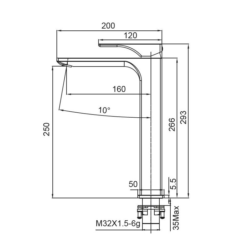 Високий змішувач для умивальника Koer KB-11010-01 хром (KR3482) Харків - фото 4