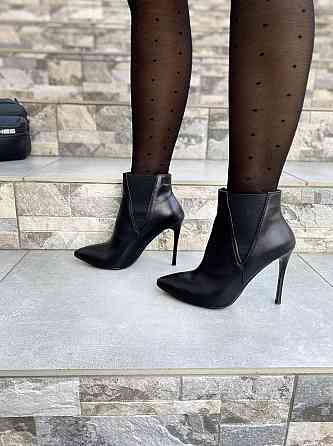 SANTINI Черевики жіночі шкіряні на шпильці 11 см. демісезонні чорні 70543-11 / Черевики з натур Коломыя