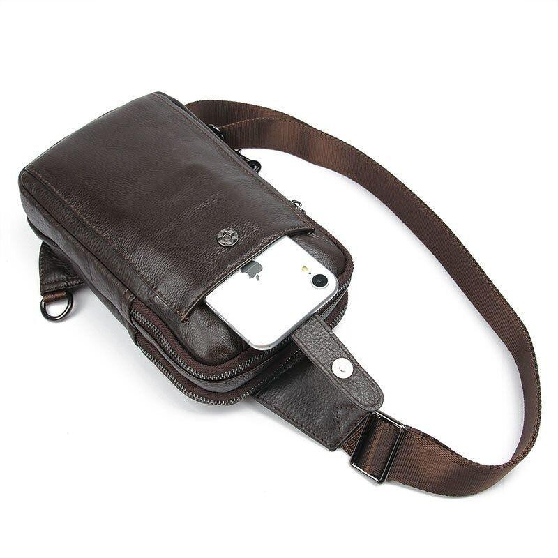 Сумка мужская кожаная через плечо Коричневая (Vintage) Киев - изображение 8