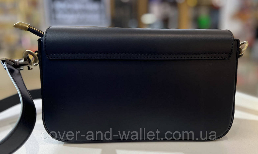 Стильная женская сумка среднего размера из итальянской кожи (черная) Virginia Conti Киев - изображение 3